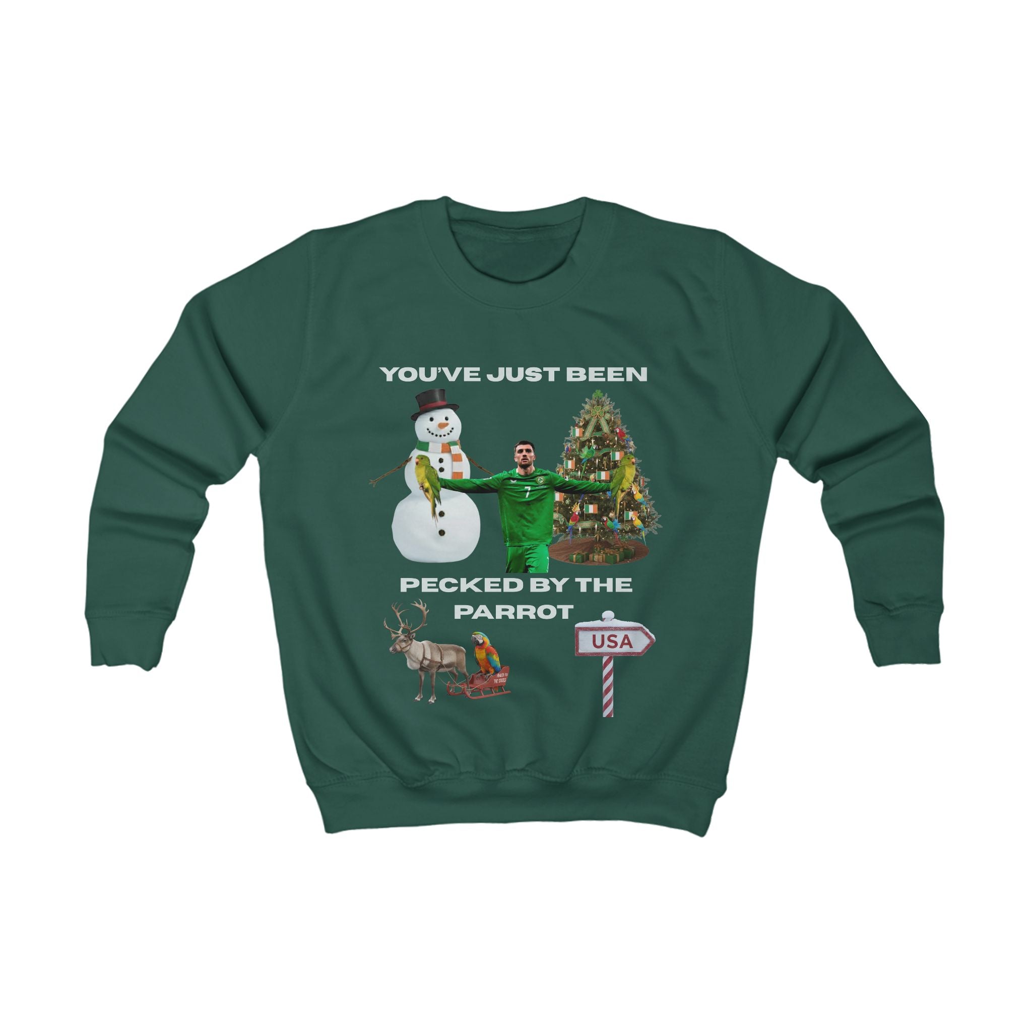 Pecked By The Parrot Kids Christmas jumper